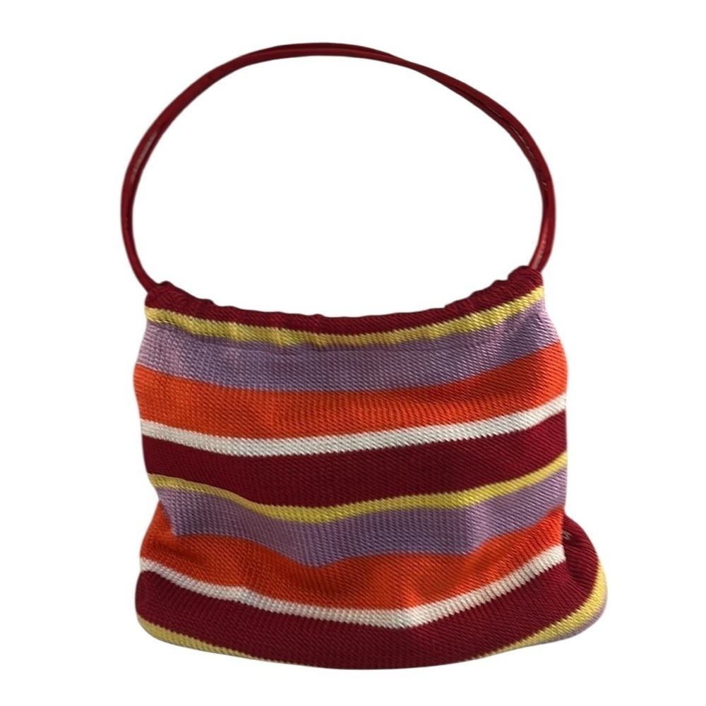 The Sak Pink Orange White Multi-Colored Knit Summer Travel Casual Tote Bag